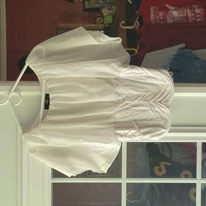 White flowy top with scrunched bottom